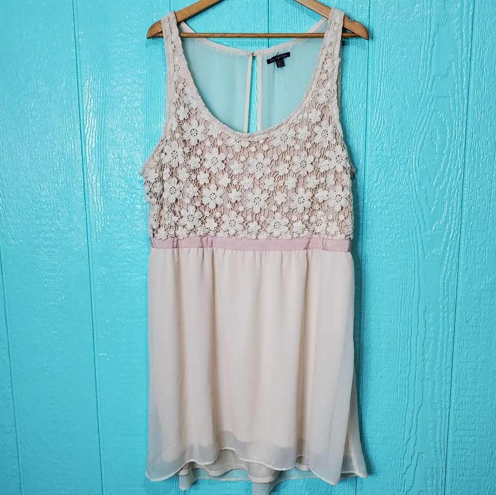 ❤️ American Eagle Dress beige embroidered sleeveless Size XXL